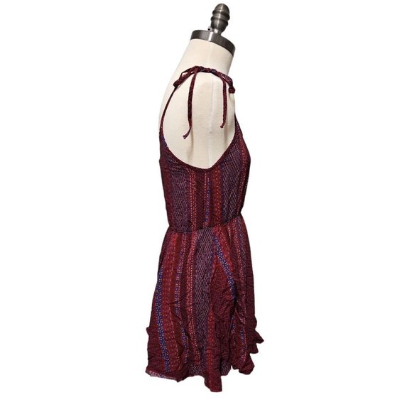 Culture Shop Tie Spaghetti Strap Dress Red Blue Pattern Sundress - Picture 2 of 7